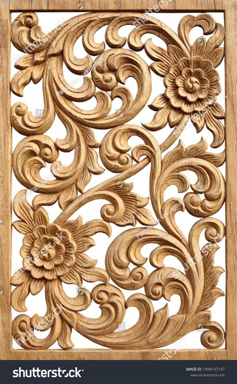 Pattern Flower Carved On Wood Frame Stock Photo (Edit Now) 1499147147 ...