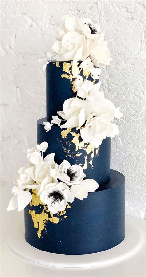 navy blue wedding cake, wedding cake , wedding cake design, dark blue wedding cake ,blue and ...