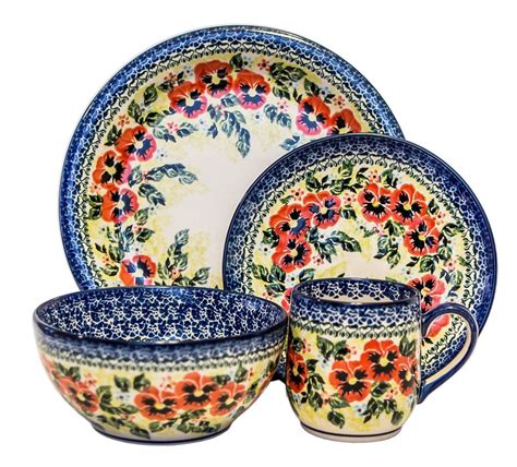 Boleslawiec Polish Pottery UNIKAT Dinnerware 4 Pcs Place Setting "Summer Day" | Ceramica ...