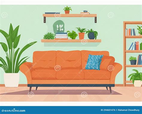 Modern Living Room Furniture Stock Illustration - Illustration of chair ...