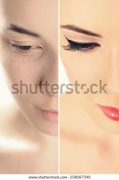 Womans Face Before After Makeup Stock Photo (Edit Now) 258067340