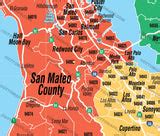 Bay Area Zip Code Map (Counties colorized) - FILES - PDF and AI, edita – Otto Maps