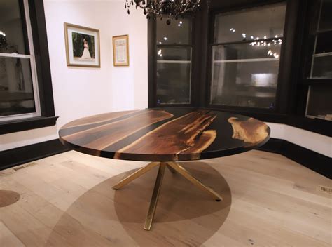 Round Walnut Resin Dining Table - Anglewood Live Edge Custom Furniture ...