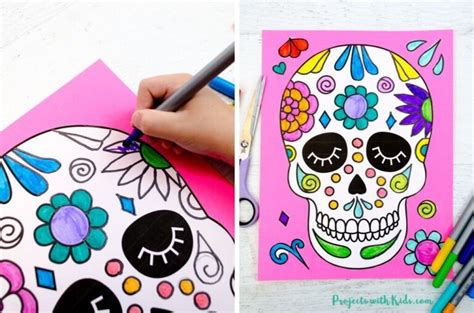 Easy Paper Sugar Skull Craft - Projects with Kids