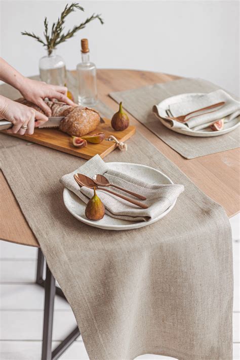 Natural Linen Long Table Runner for Wedding Holiday - Etsy | Table settings everyday, Christmas ...