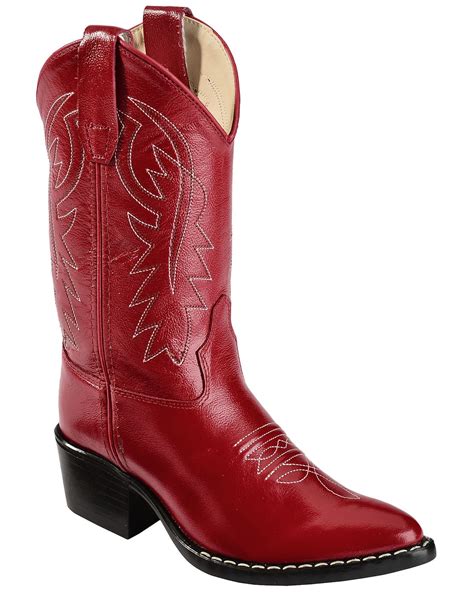 Old West Girls' Red Leather Cowgirl Boots | Sheplers