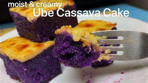 Moist and Creamy Ube Cassava Cake with Leche Flan/Custard topping - YouTube