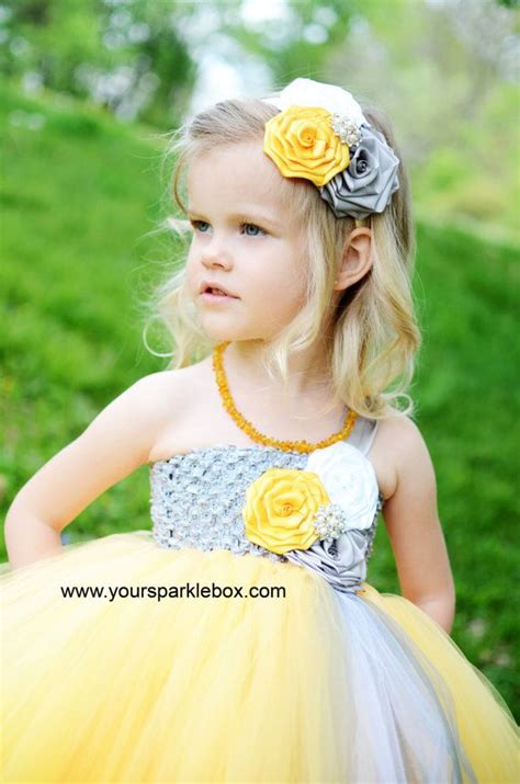 Headband in mustard and gray (yelllow and silver) white wedding flower girl via Etsy Yellow Grey ...