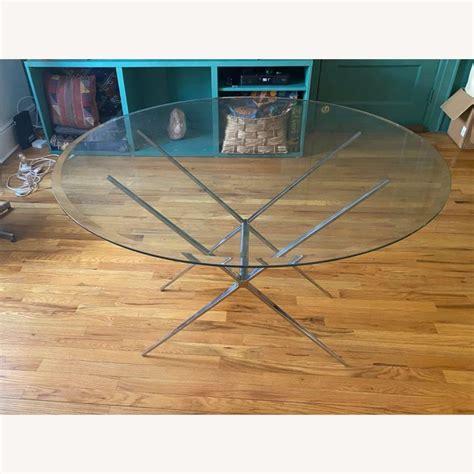 Vintage Glass Coffee Table with Reversible Stand - AptDeco