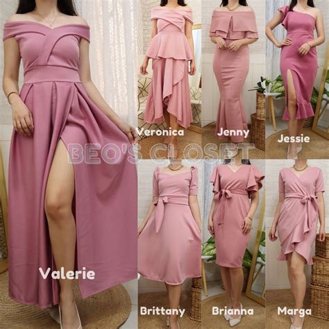 SHADES OF OLD ROSE / LIGHT OLDROSE NEOPRENE GOWN / DRESS | Shopee Philippines