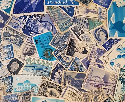 100 Blue postage stamps Vintage Stamp Lot Shades of Blue | Etsy