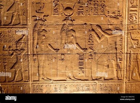 Egyptian hieroglyphs at the Temple of Isis at Philae Stock Photo - Alamy