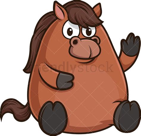 Fat Horse Cartoon Clipart Vector - FriendlyStock