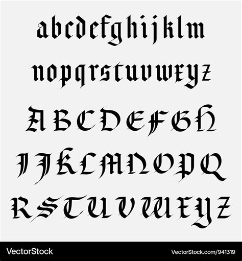 Medieval alphabet Royalty Free Vector Image - VectorStock