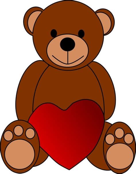 Brown teddy bear stis with heart, drawing free image download