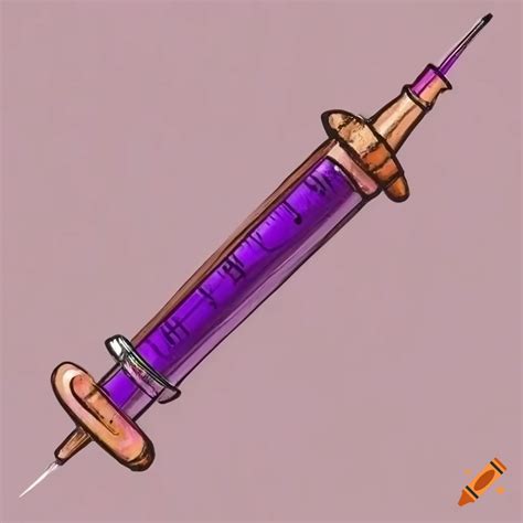 Antique copper syringe with purple liquid on Craiyon