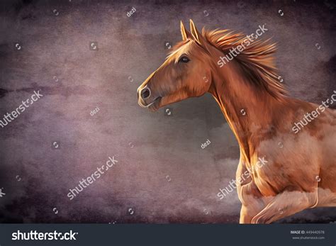 Drawing Red Horse Portrait Oil Painting Stock Illustration 449440978 ...