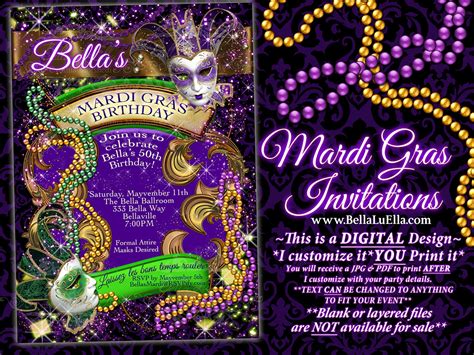 Mardi Gras Party Party Invitations Masquerade Invitations | Etsy | Mardi gras party, Masquerade ...