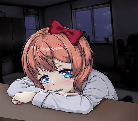 Sad Sayori by night-princessssss on DeviantArt