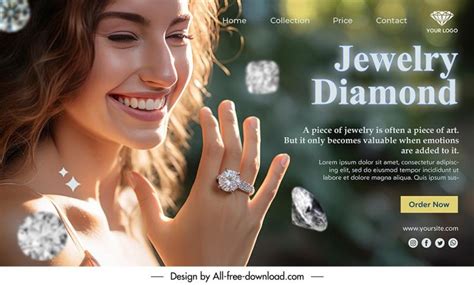 Diamond ring landing page template realistic dynamic lady Psd in ...