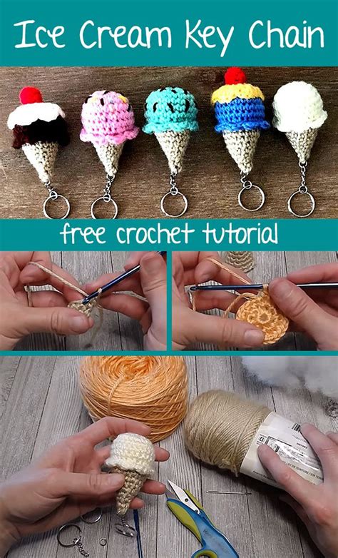 Crochet Ice Cream Key Chain | Crochet, Crochet for beginners, Crochet tutorial