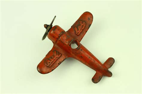 Vintage Kilgore Cast Iron Red Bullet Monoplane Toy Airplane 3-7/8" L