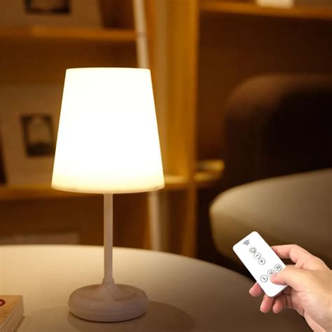 Remote Control LED Table Lamp Bedroom Bedside Night Light Home Fixture ...