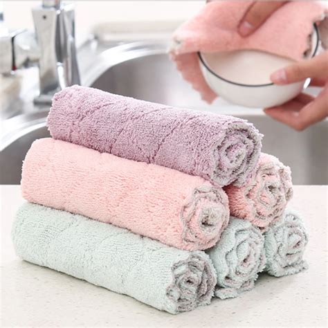 10pcs/lot New Lint Absorbent cloth Thicken Double Microfiber Wipe Tablecloth Kitchen Household ...