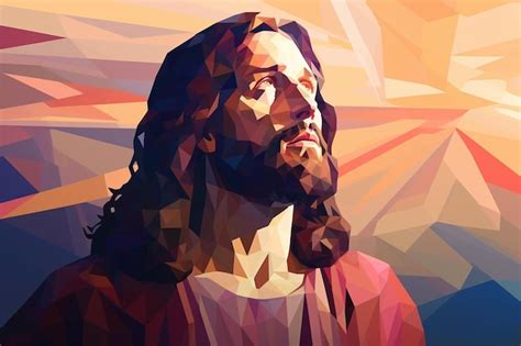 Premium AI Image | a digital painting of a jesus with a cross in his hand.