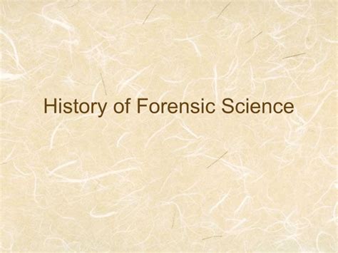 Notes on History of Forensics and Parts to a Crime lab