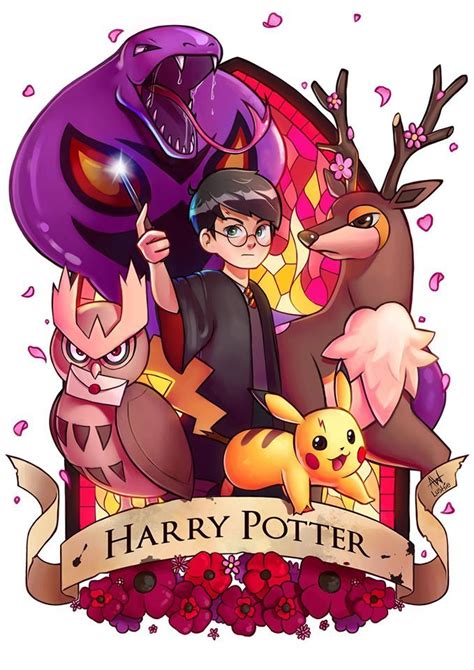 Harry Potter / Pokemon Crossover Fan Art | Anime de harry potter, Tipos de pokemon, Dibujos de ...