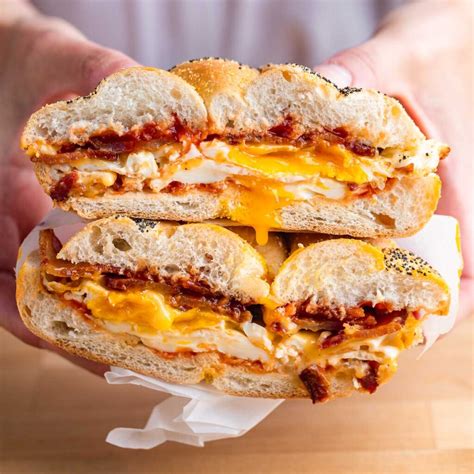 Bacon Egg and Cheese Sandwich - New York Deli Style - Sip and Feast