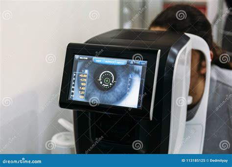 Ophthalmology Eyesight Diagnostic. Modern Eye Test Machine Equipment in ...