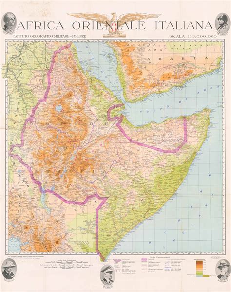 Map of Italian East Africa (present day Ethiopia, Somalia and Eritrea ...