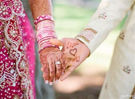 Photo: indian-wedding-couple-portrait-henna-holding-hands | Indian ...