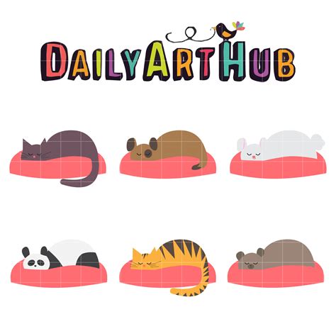 Sleeping Animals Clip Art Set – Daily Art Hub // Graphics, Alphabets & SVG