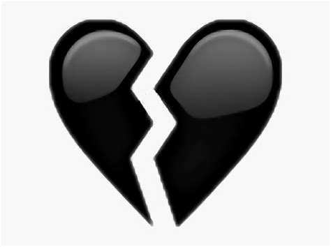 Heart Heartbroken Black Color Emoji Faces Anime Otaku - Black Heart Broken Png, Transparent Png ...