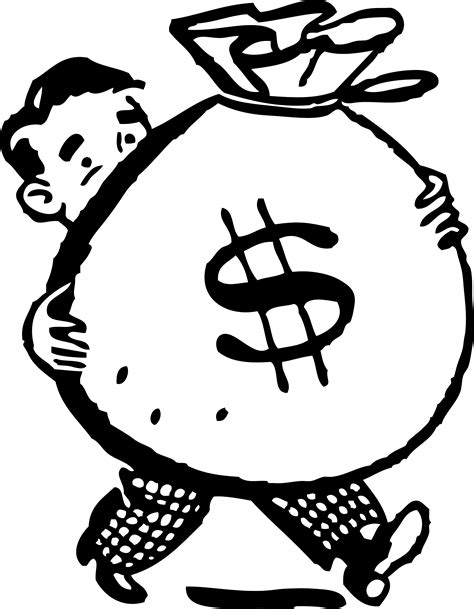 Free Retro Clipart Illustration Of Man Carrying Big Bag Of Money With ...