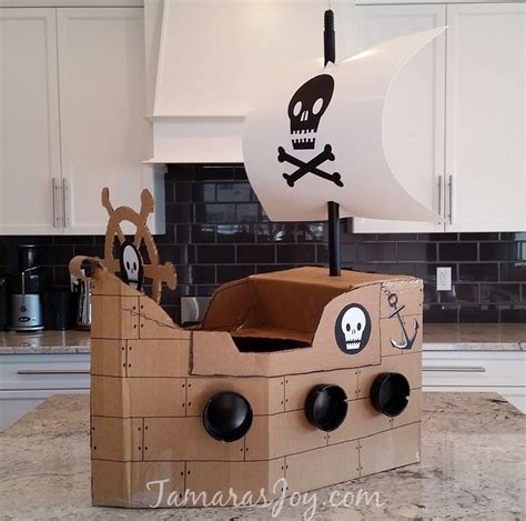 DIY Boys Kids Costume. It's a pirate ship made from Cardboard! TamarasJoy.com Diy Pirate Costume ...