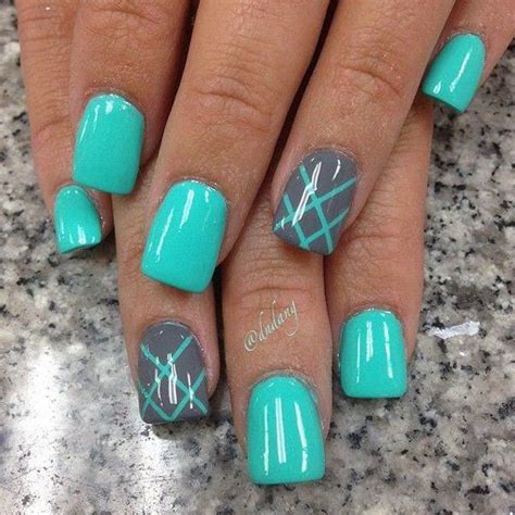 45 Warm Nails Perfect for Spring | Cuded | Summer gel nails, Green nails, Blue nail art designs