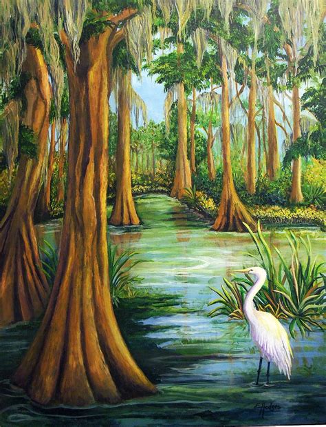 Swamp Painting - Cypress Swamp by Elaine Hodges in 2020 | Cypress swamp ...