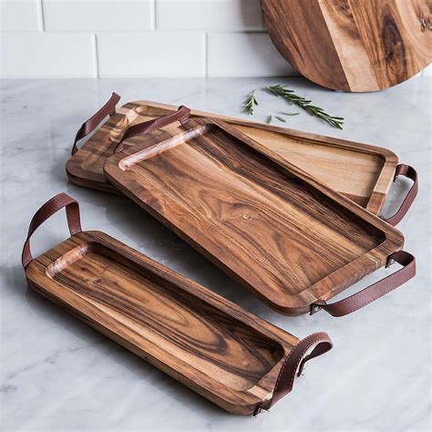 James F Rustique Small Acacia Wood Serving Tray (Natural) | Kitchen ...