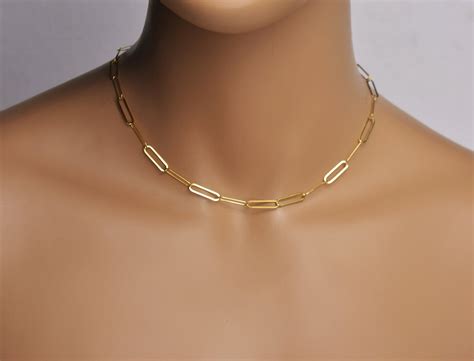 Thick gold chain necklace choker Gold link choker Gold Paper | Etsy