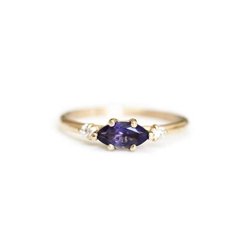Trine Iolite + Diamond Ring | Sterling silver jewelry handmade, Iolite jewelry, Silver promise rings