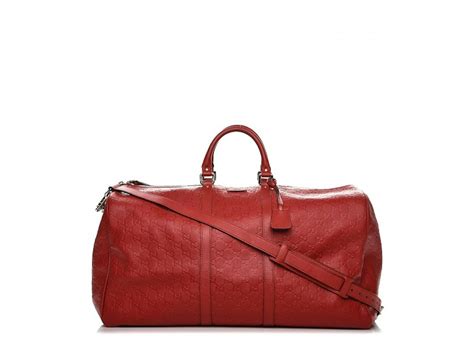 Gucci Duffle Top Handle Guccissima Large Red in Leather with Gold-tone