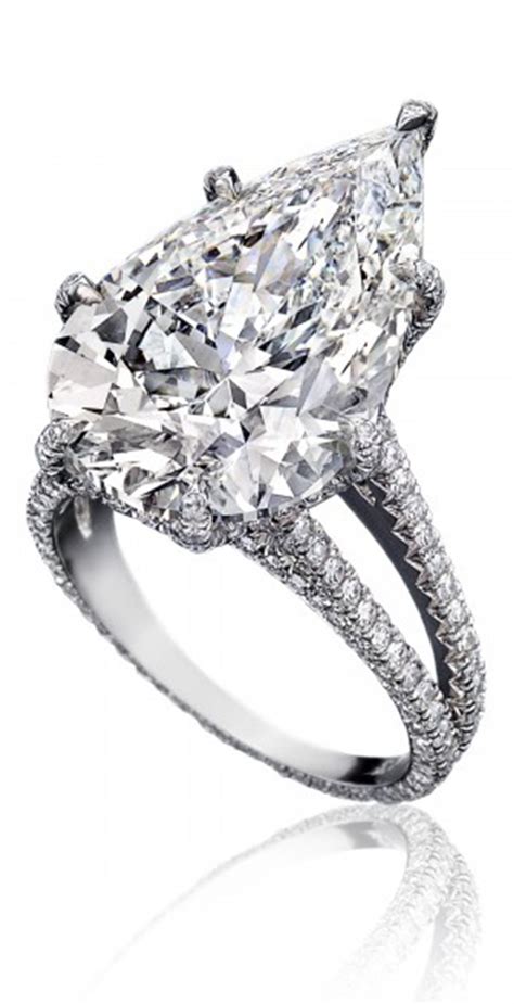Regilla ⚜ Woven Basket Ring, pear shaped diamond mounted in platinum. | Pear diamond engagement ...