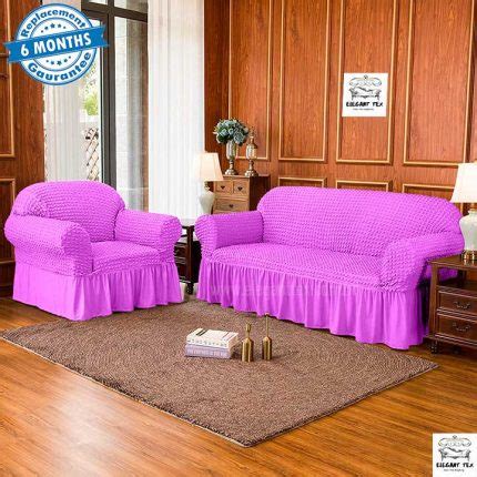 Sofa Cover 3+2+1 Set Pink Color | Elegant Tex