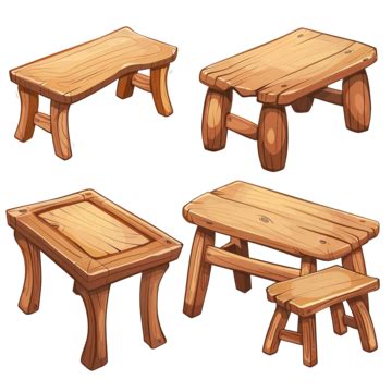 Wood Table Set Cartoon, Table, Wooden, Wood PNG Transparent Image and Clipart for Free Download
