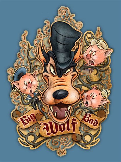 The Big Bad Wolf ️★ | Bad wolf tattoo, Cartoon art, Pig art