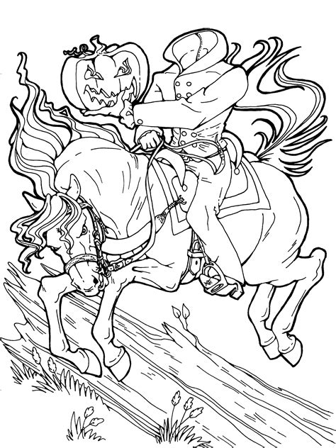 Headless Horseman Halloween coloring page. Get more Halloween downloadable coloring pages for F ...